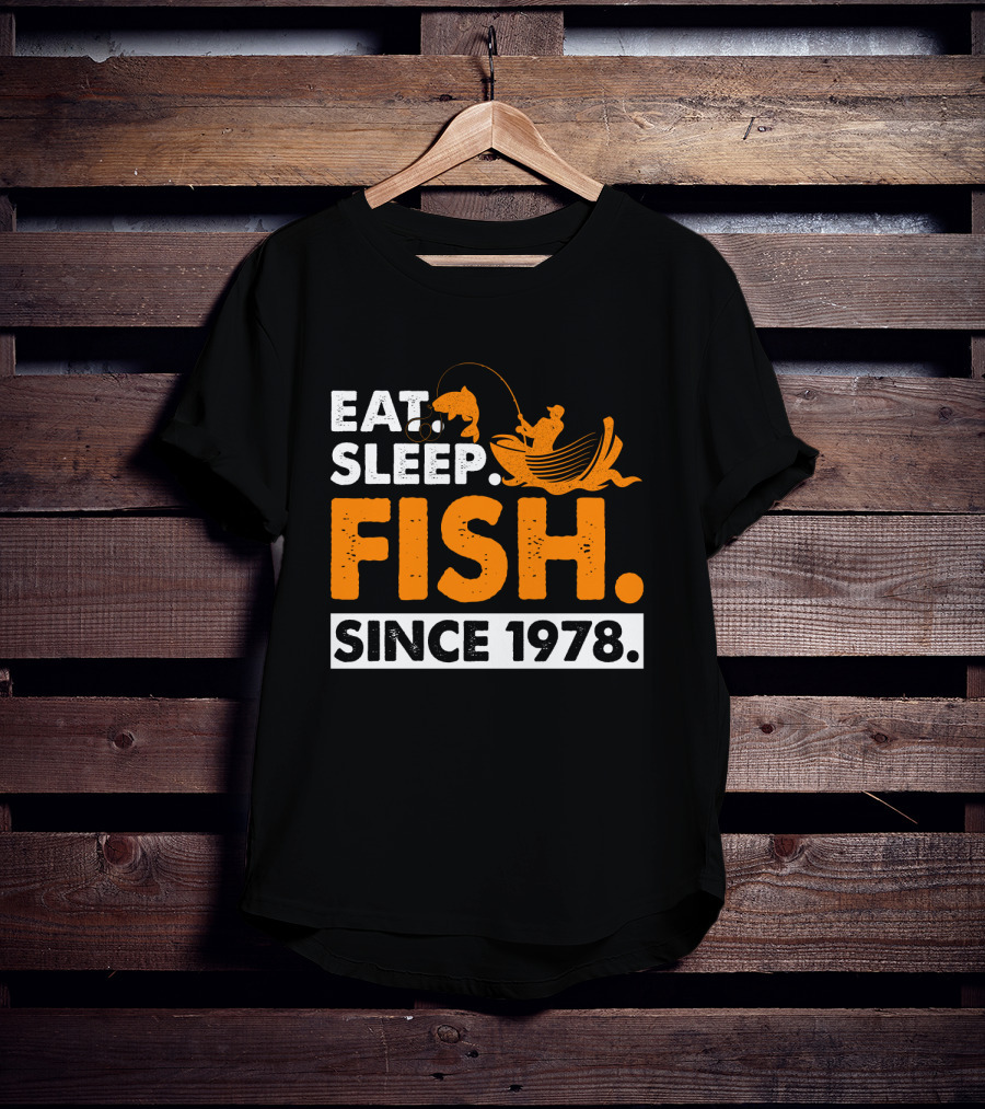 Eat Sleep Fish Since 1978 Vintage Fishing Enthusiast 41st Birthday T-Shirt