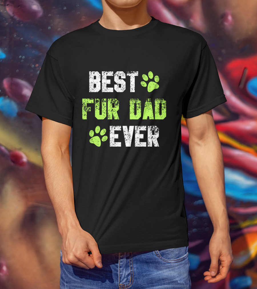 Best Fur Dad Ever Paw Prints T-Shirt
