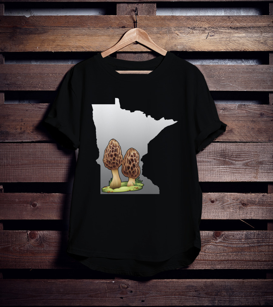 Minnesota Map With Two Morel Mushrooms In Front T-Shirt