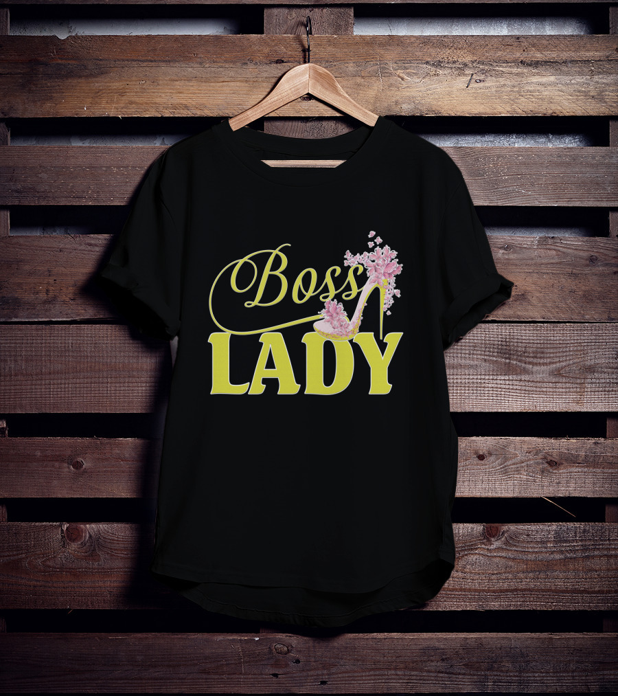 Boss Lady Floral Gold High Heel T-Shirt