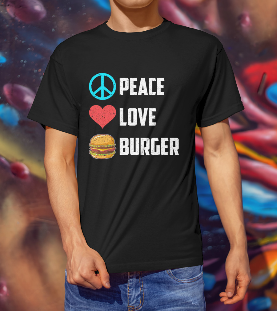 Peace Heart Love Burger T-Shirt