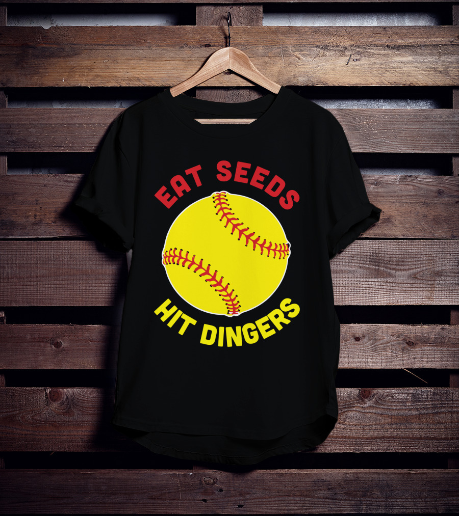 Eat Seeds Hit Dingers Softball Yellow T-Shirt
