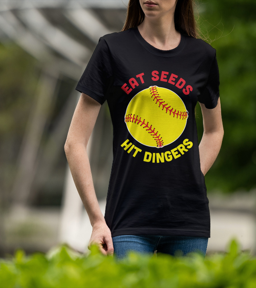 Eat Seeds Hit Dingers Softball Yellow T-Shirt