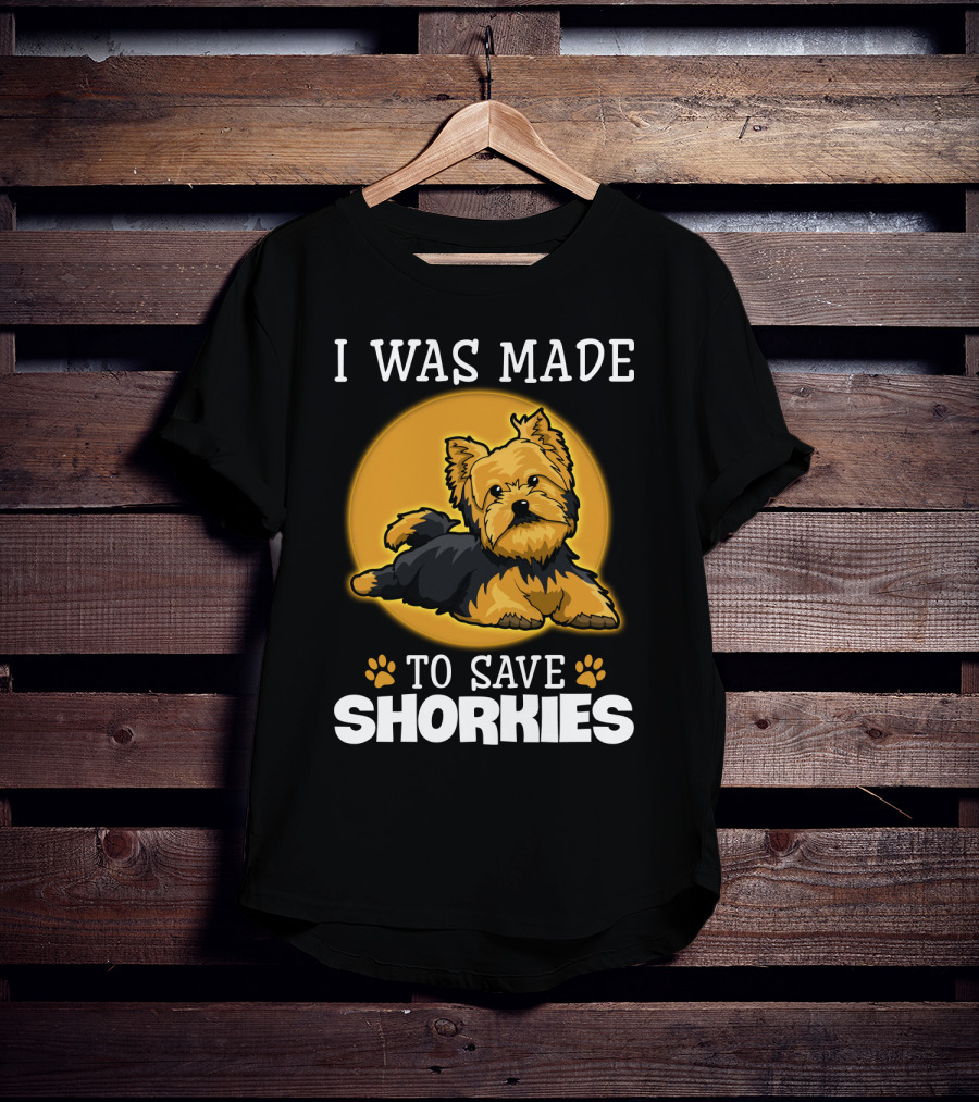 I Was Made To Save Shorkies Dog Paws And Orange Circle T-Shirt