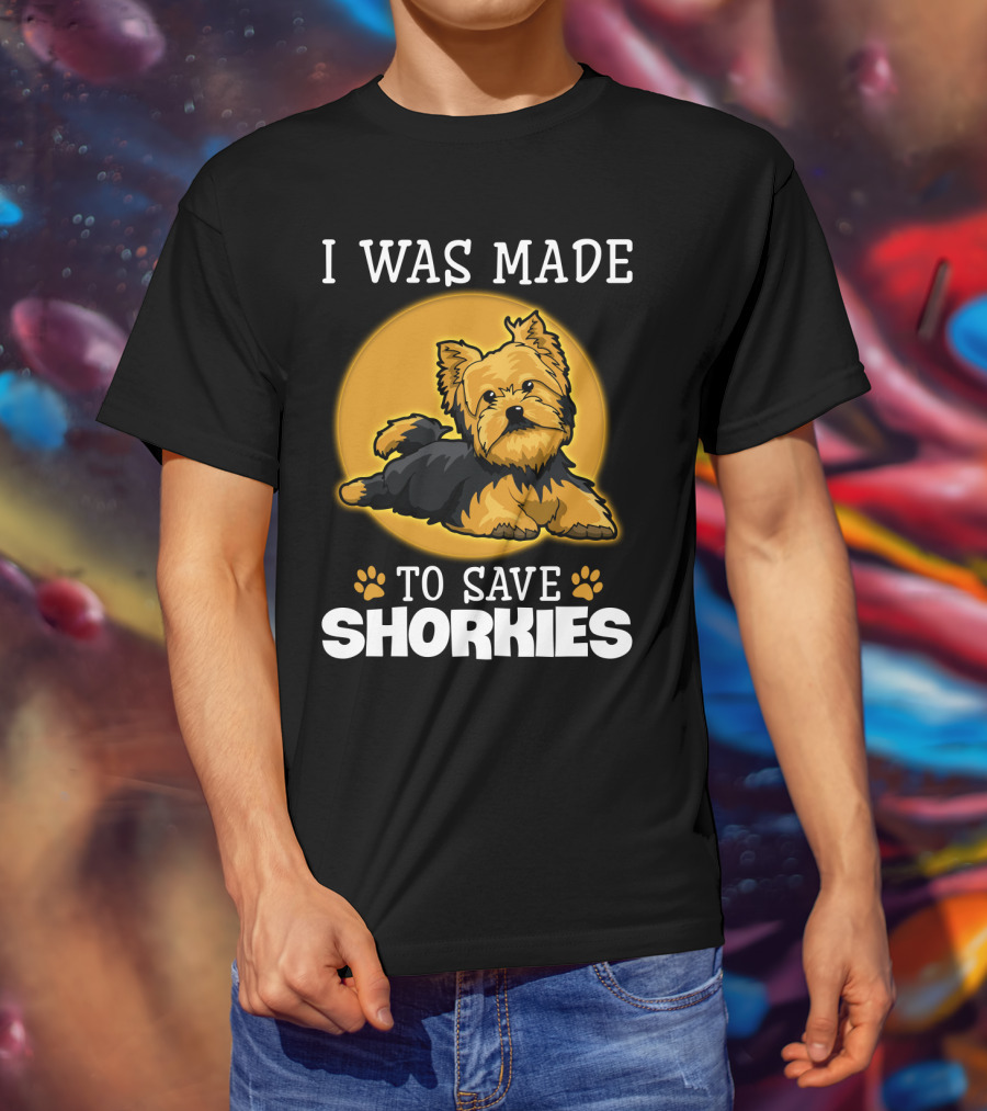 I Was Made To Save Shorkies Dog Paws And Orange Circle T-Shirt