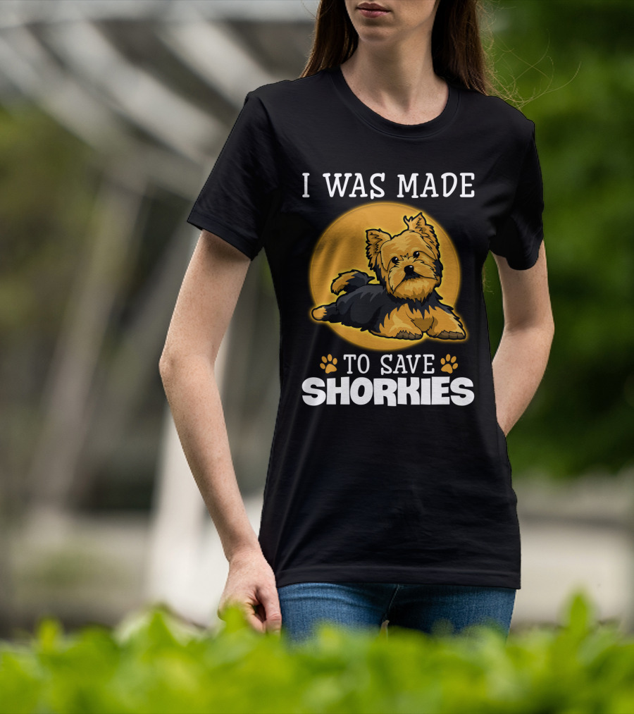 I Was Made To Save Shorkies Dog Paws And Orange Circle T-Shirt
