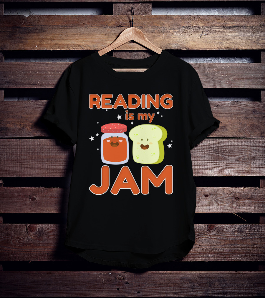 READING IS MY JAM Cute Kawaii Jam Jar And Bread With Stars T-Shirt