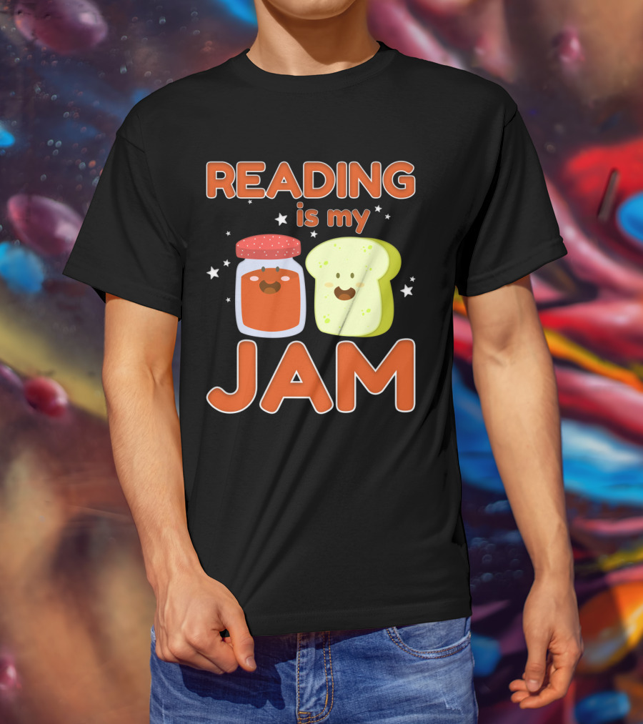 READING IS MY JAM Cute Kawaii Jam Jar And Bread With Stars T-Shirt