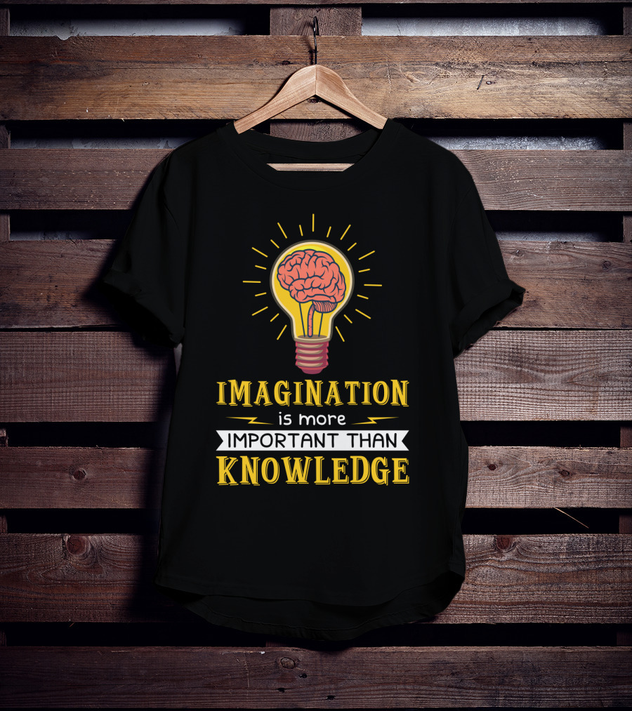 Imagination Is More Important Than Knowledge Brain Light Bulb T-Shirt