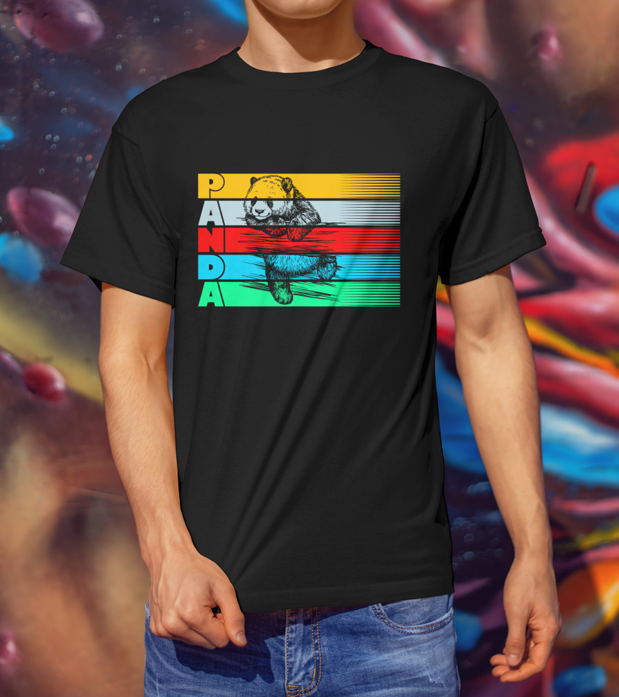 Panda PAPA Retro Striped T-Shirt