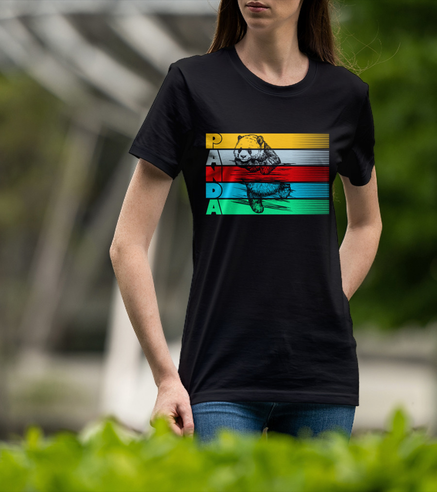 Panda PAPA Retro Striped T-Shirt