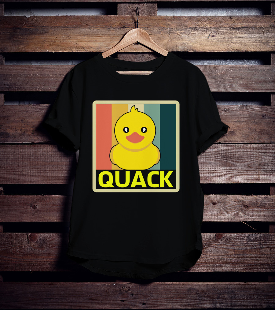 Vintage Rubber Duck Quack Retro Stripes T-Shirt