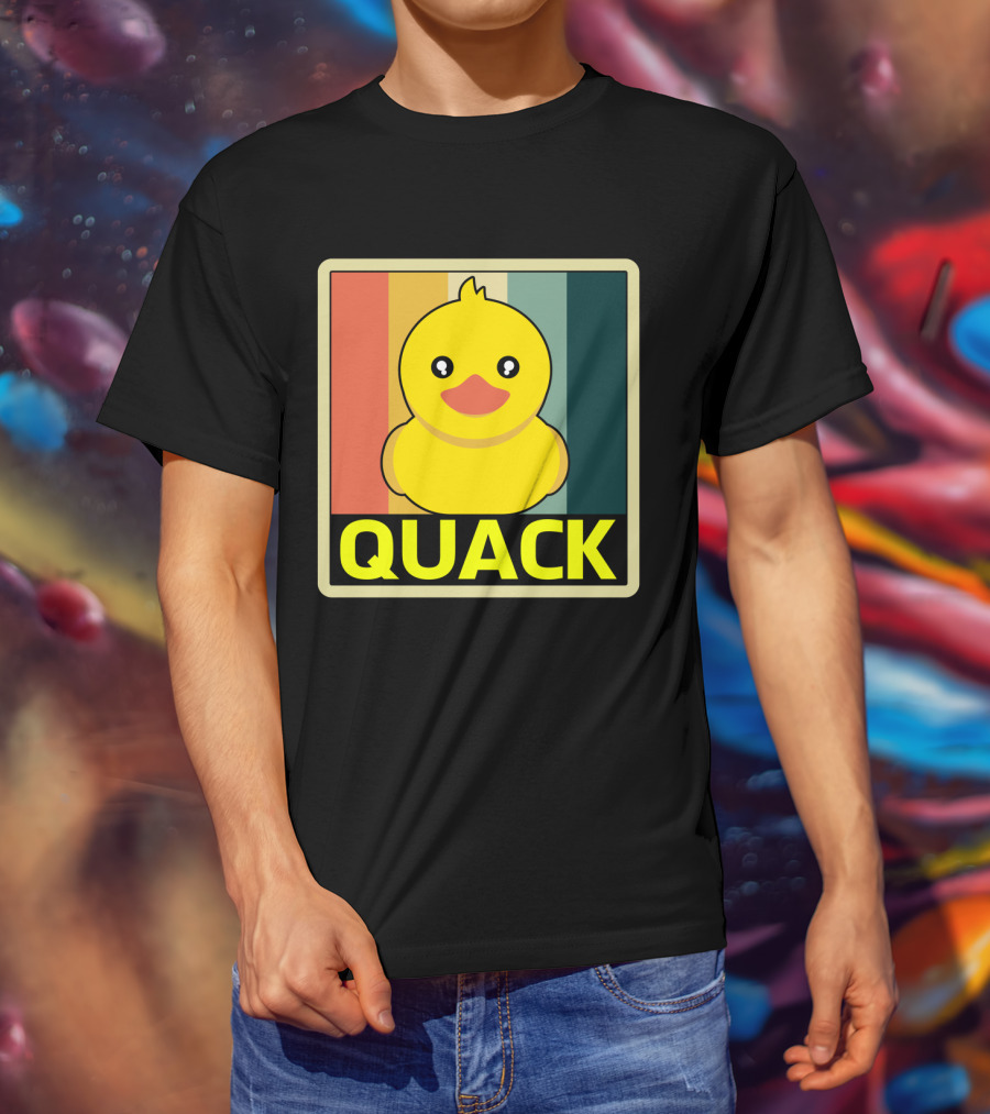 Vintage Rubber Duck Quack Retro Stripes T-Shirt