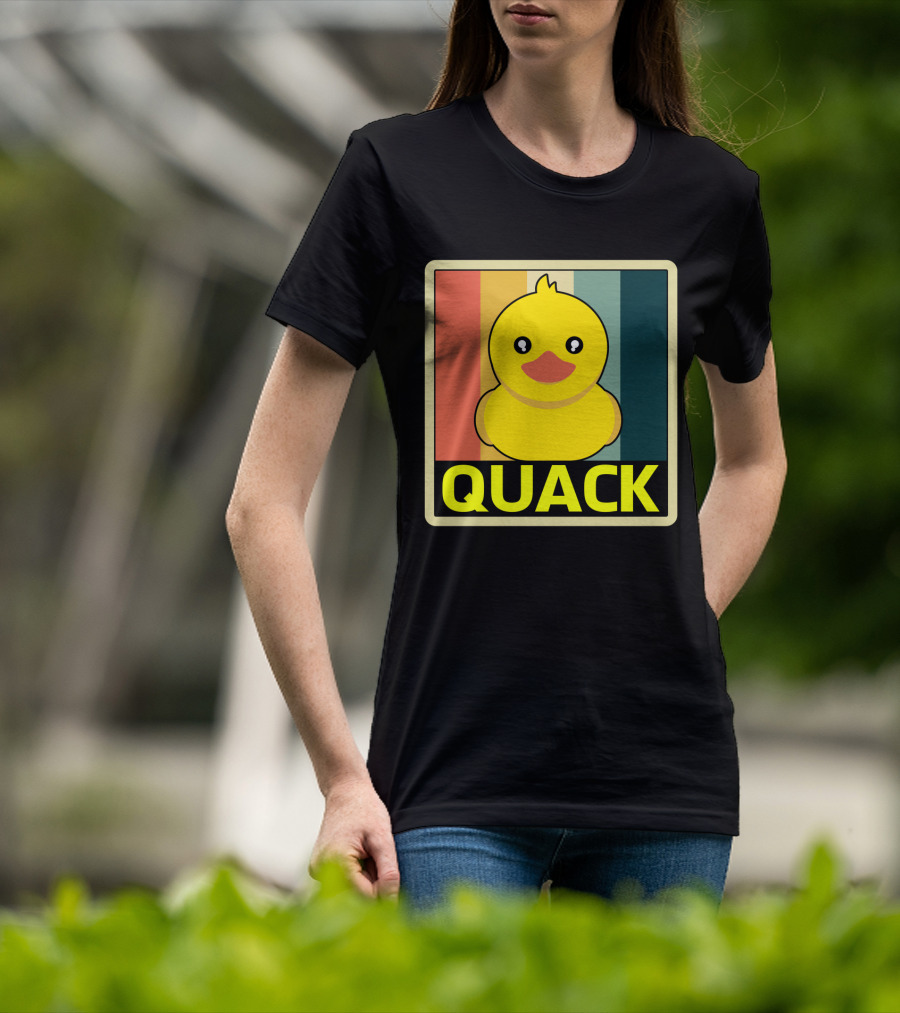 Vintage Rubber Duck Quack Retro Stripes T-Shirt