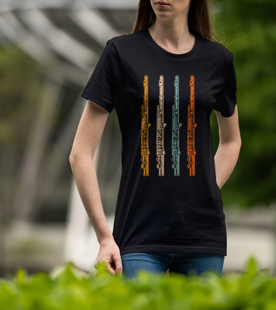 Vintage Flute Retro Colorful Instrument T-Shirt