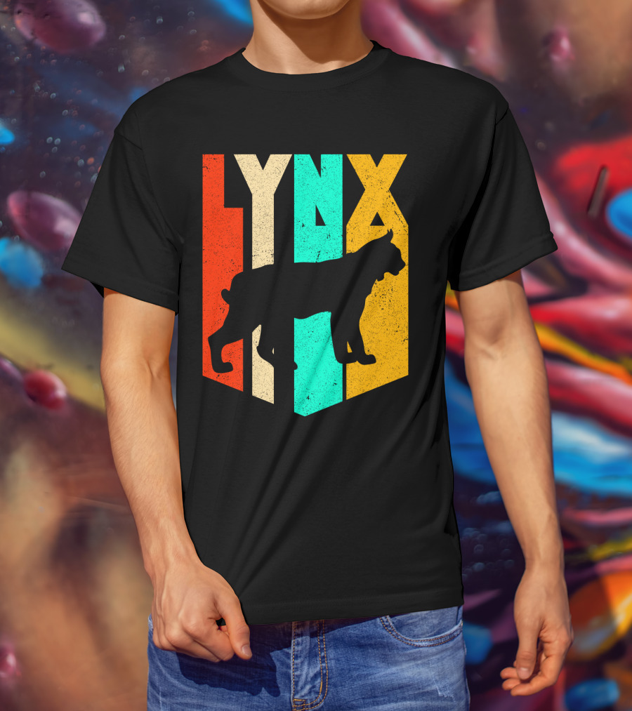 LYNX Retro Wildlife Silhouette Typography T-Shirt