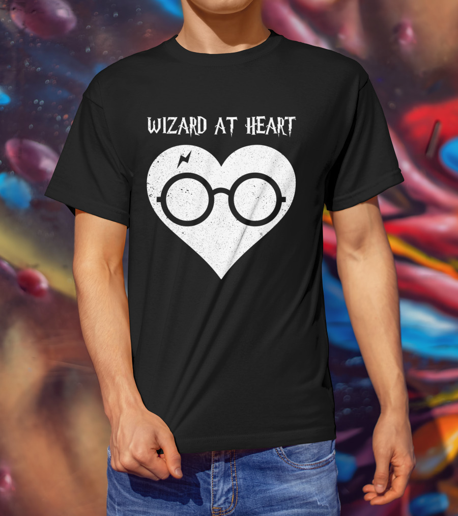 Wizard At Heart Harry Glasses Lightning Bolt Heart T-Shirt