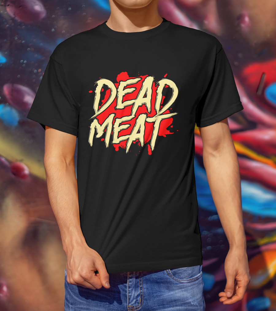 Dead Meat Bold Red Splatter Text T-Shirt