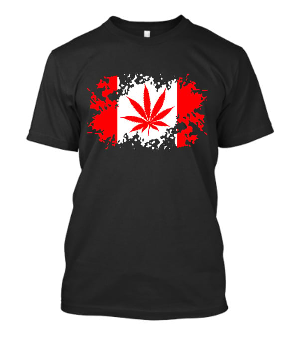 Funny Canadian Flag With Marijuana Leaf Maple T-Shirt