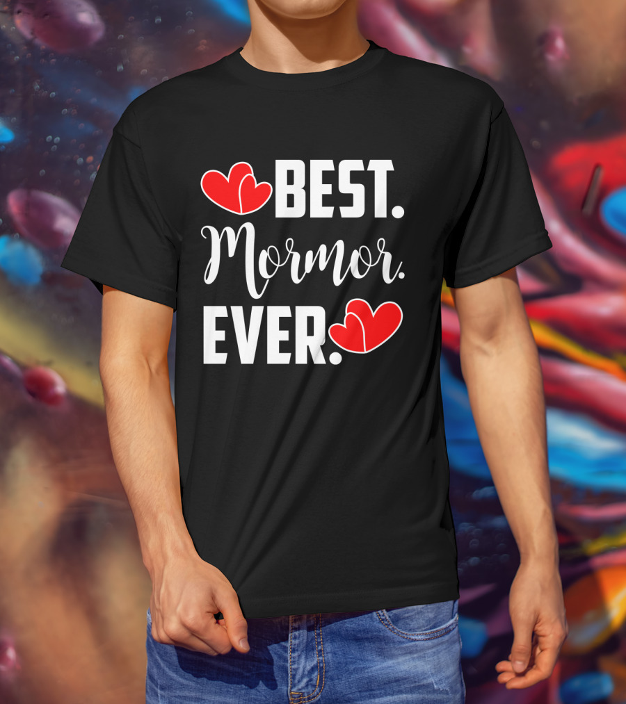 BEST MORMOR EVER Red Hearts T-Shirt