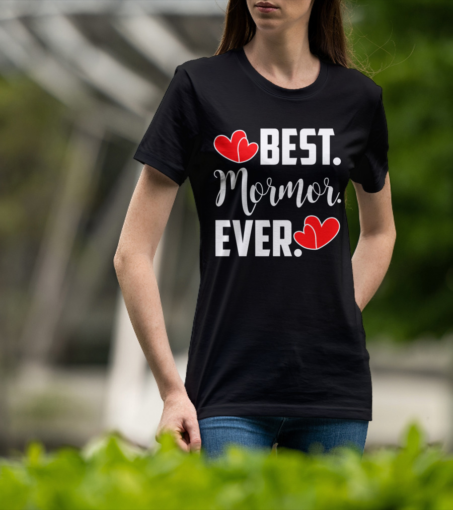 BEST MORMOR EVER Red Hearts T-Shirt