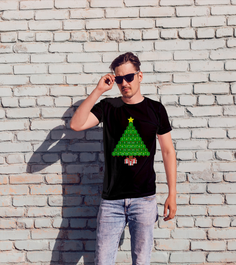 Pascal's Triangle Christmas Tree With Numbers And Gifts T-Shirt