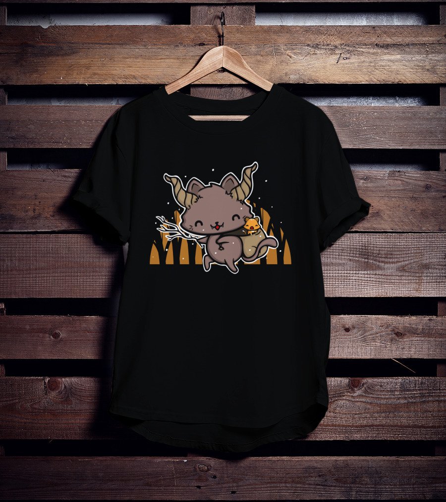 Cute Krampus Carrying Sack With Festive Horned Creature T-Shirt