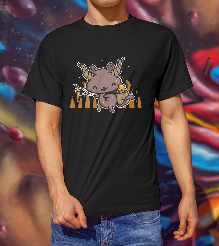 Cute Krampus Carrying Sack With Festive Horned Creature T-Shirt