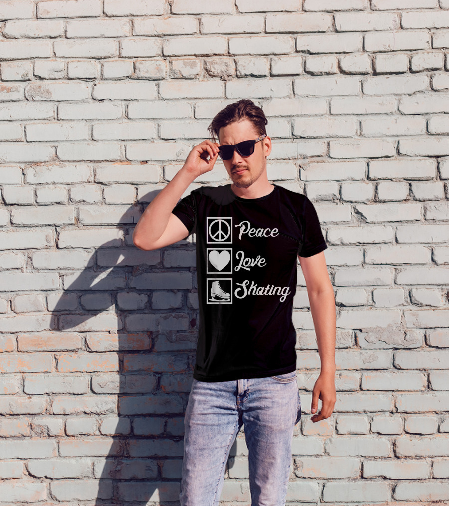 Peace Love Skating Peace Heart Ice Skates T-Shirt