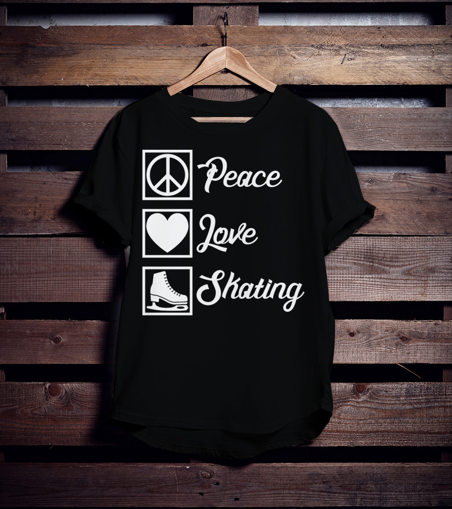 Peace Love Skating Peace Heart Ice Skates T-Shirt