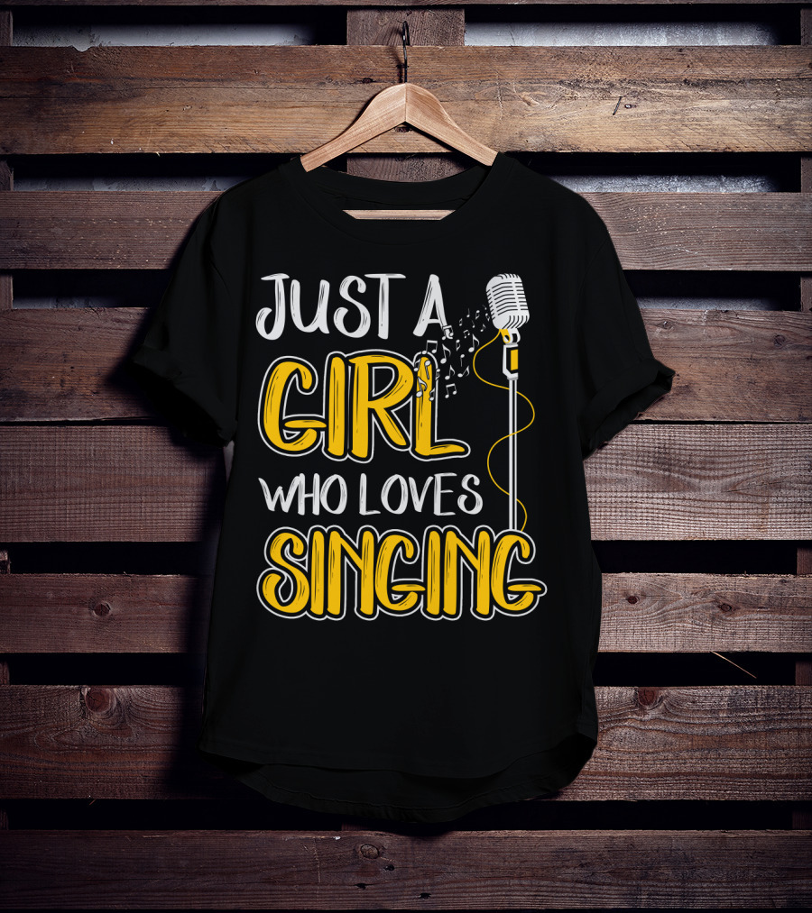 Just A Girl Who Loves Singing Microphone And Musical Notes T-Shirt