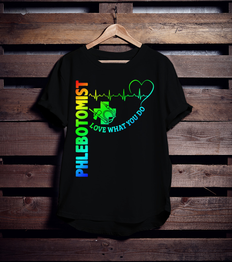 Phlebotomist Love What You Do Heartbeat Iconic Medical T-Shirt