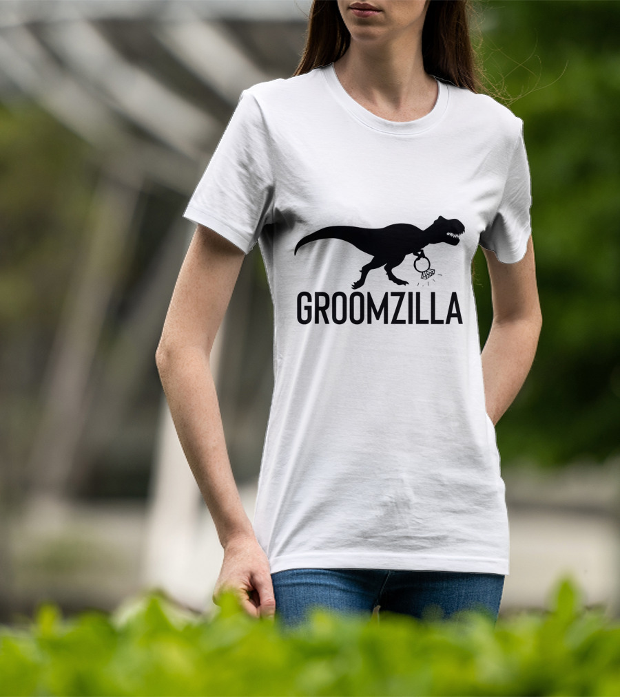 Groomzilla Funny Groom Wedding Dinosaur Ring T-Shirt