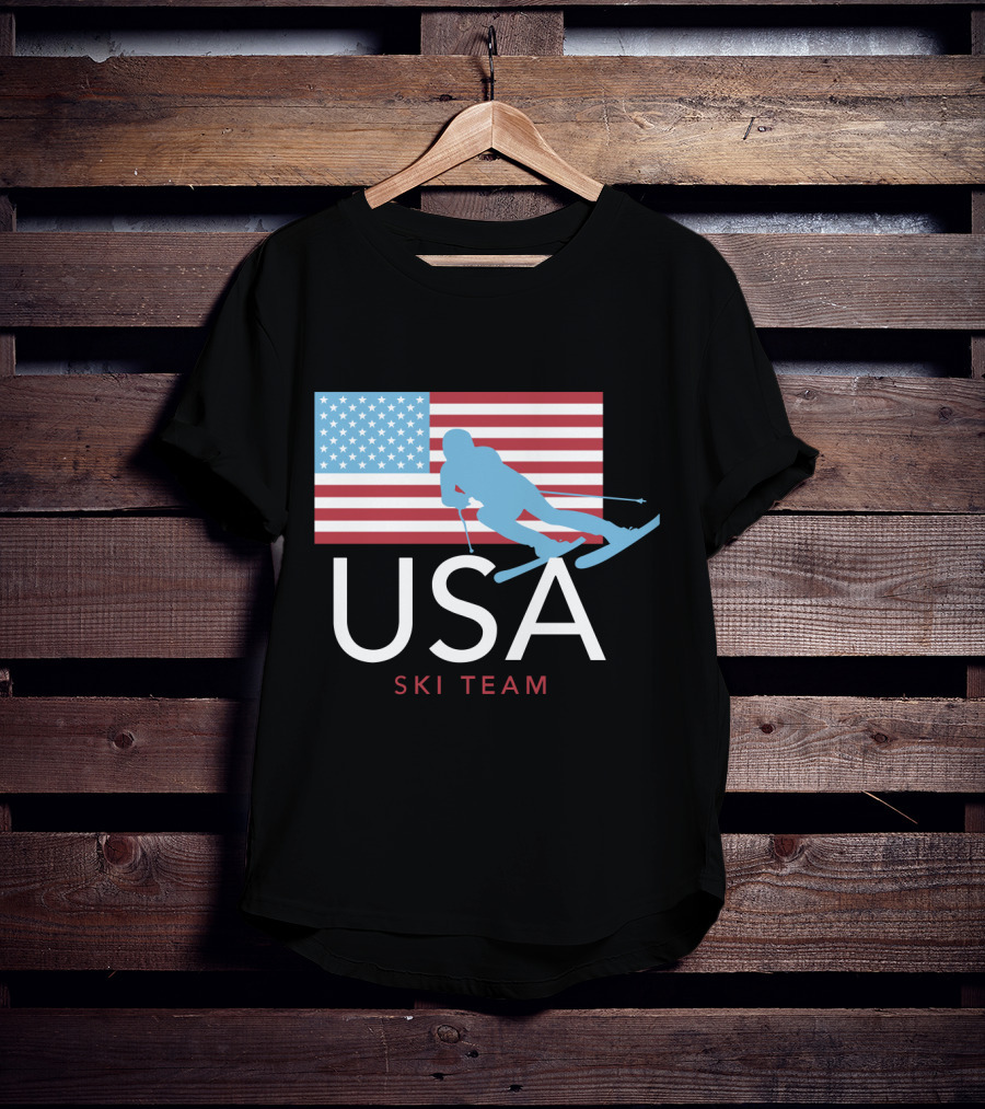 USA Ski Team American Flag Winter Sports Games Skier T-Shirt