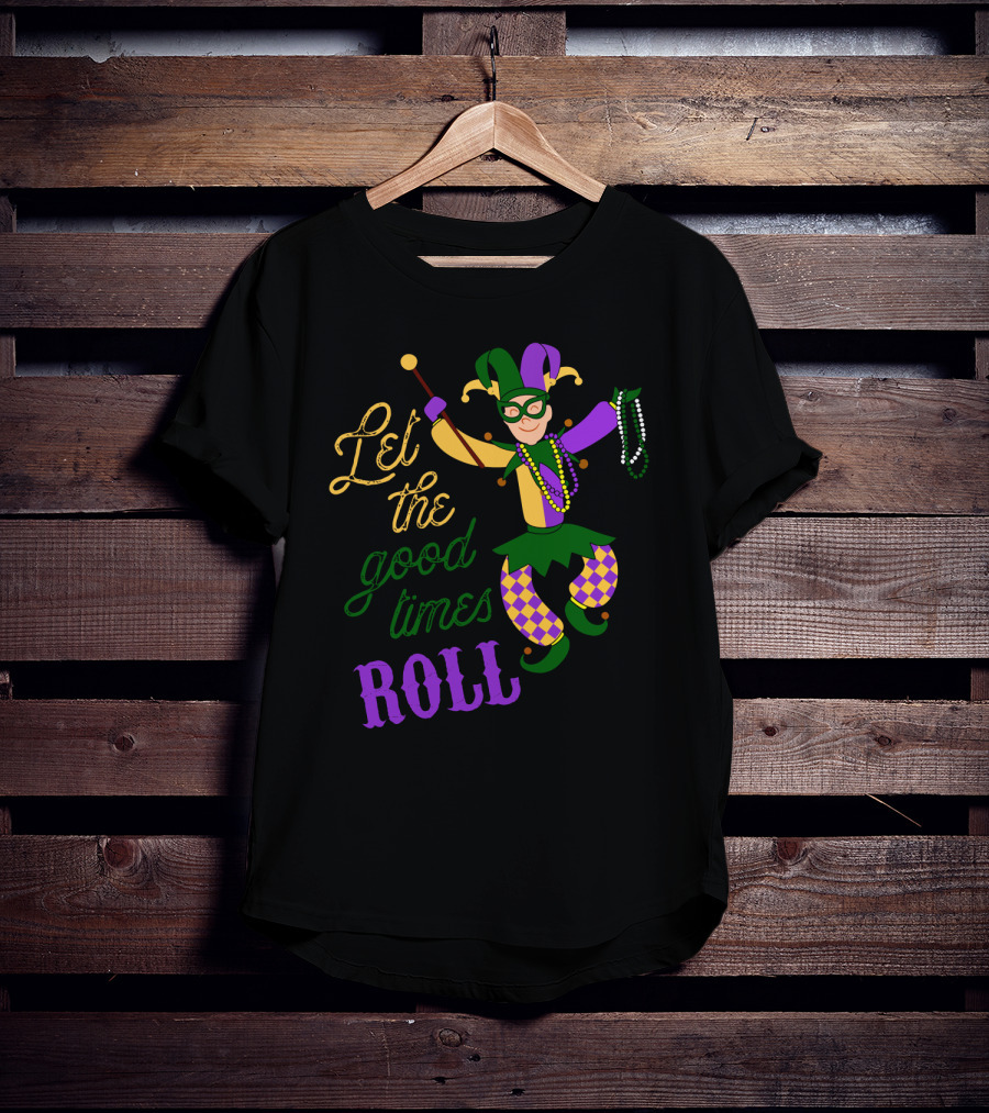 Let The Good Times Roll Mardi Gras Jester Costume Beads Fun T-Shirt