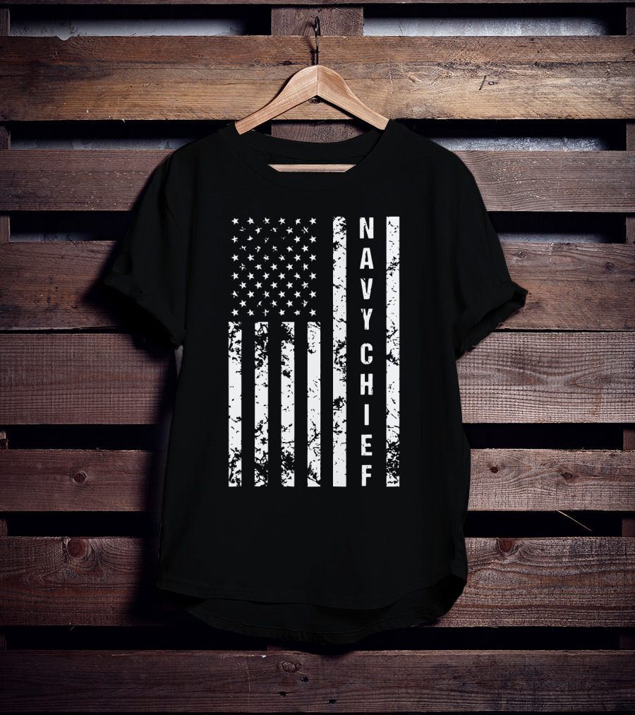 Navy Chief US Flag Distressed Vertical Sleeveless T-Shirt