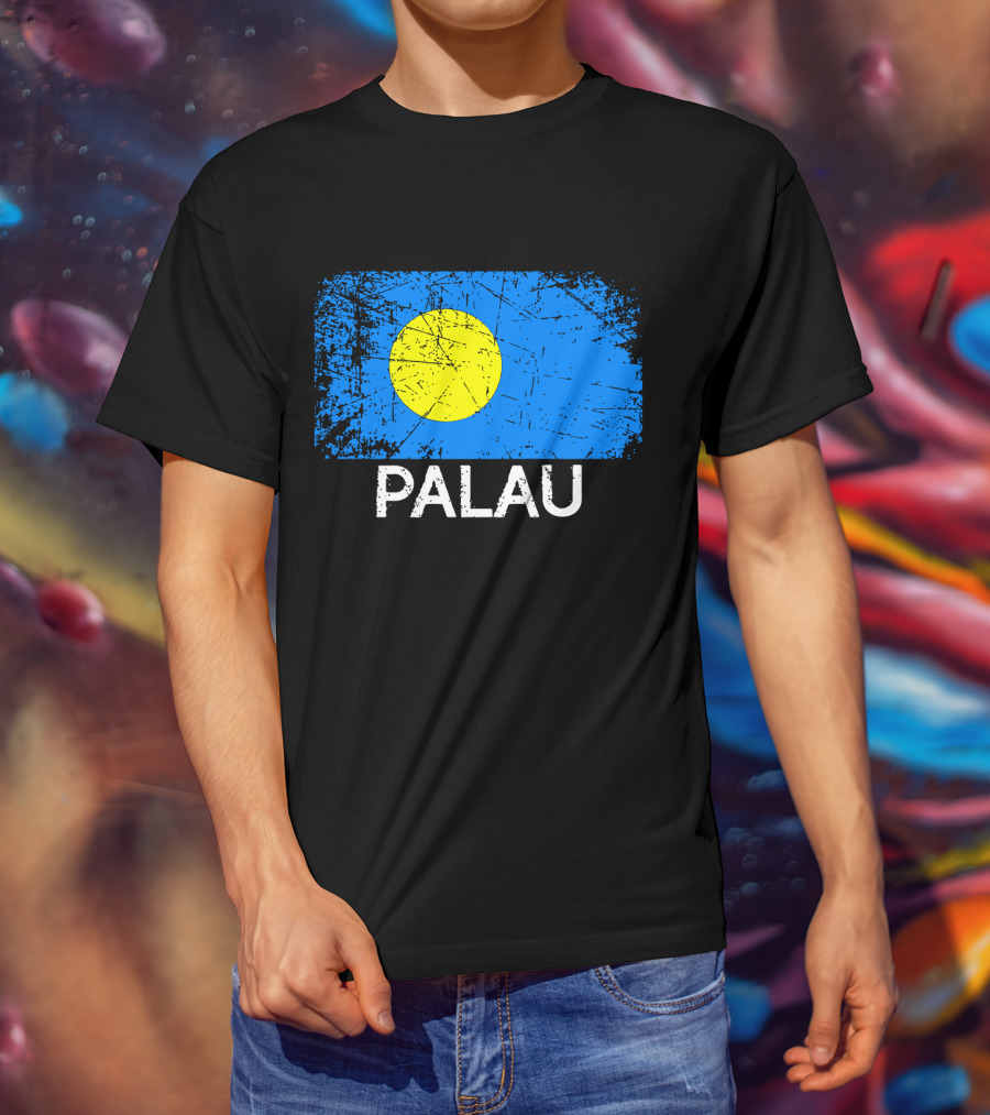 Vintage Palauan Flag Graphic Palau T-Shirt
