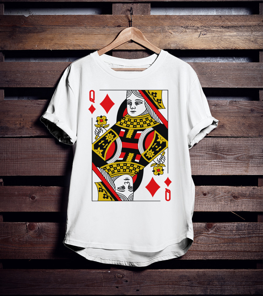 Queen Of Diamonds Poker Card Halloween Group Costume T-Shirt
