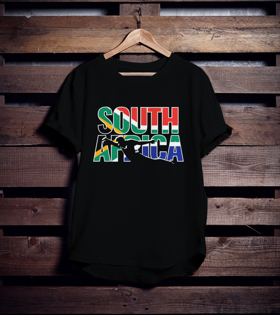 South Africa Rugby Silhouette In Flag Colors T-Shirt