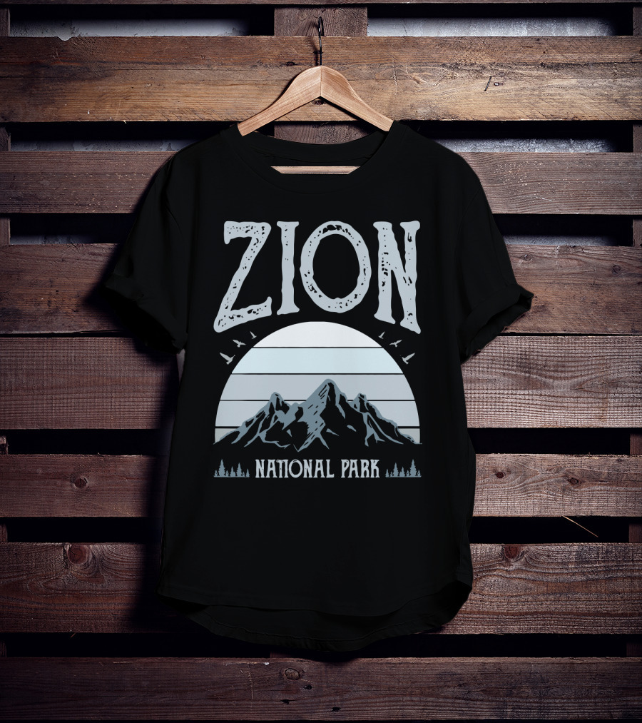 Zion National Park Mountains With Sun And Birds T-Shirt