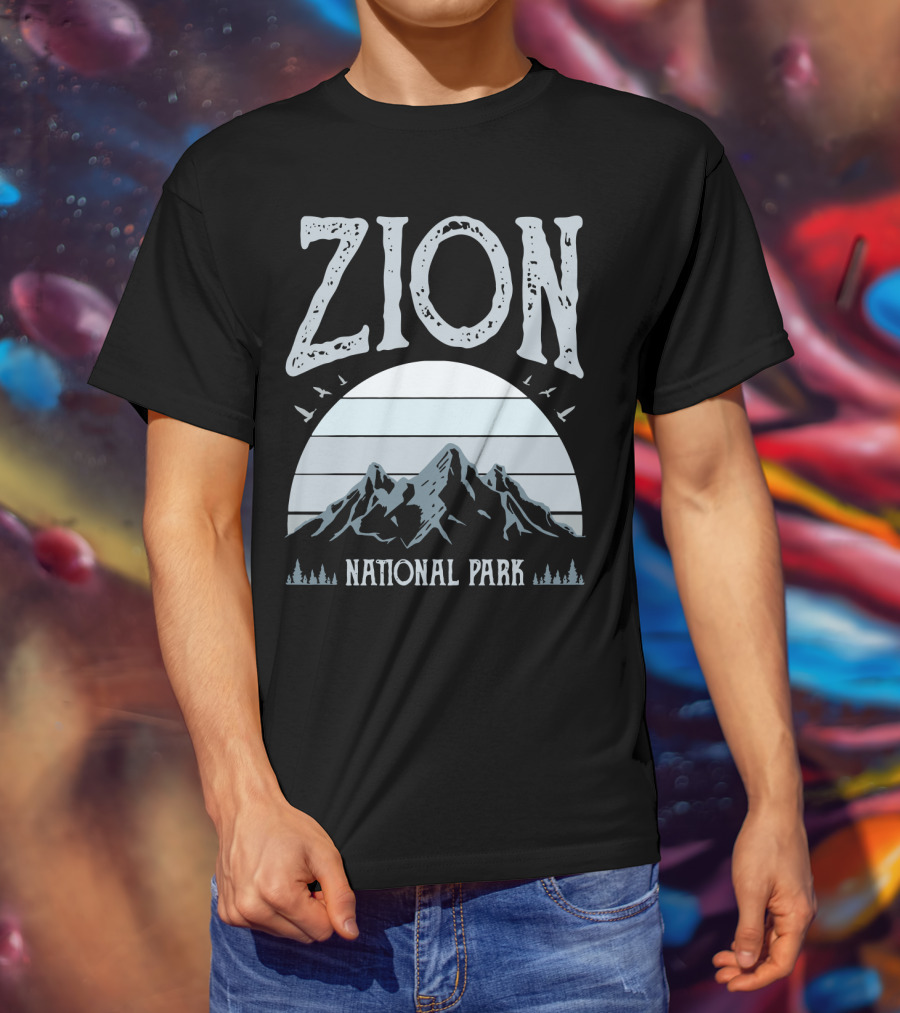 Zion National Park Mountains With Sun And Birds T-Shirt