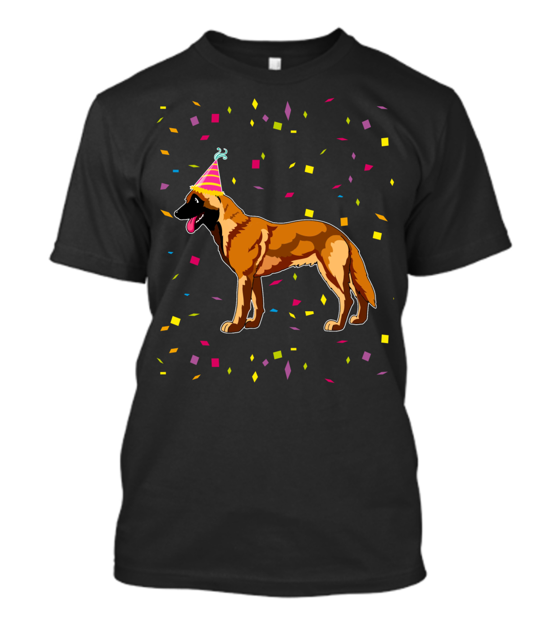 Funny Belgian Malinois Birthday Party Confetti Hat T-Shirt