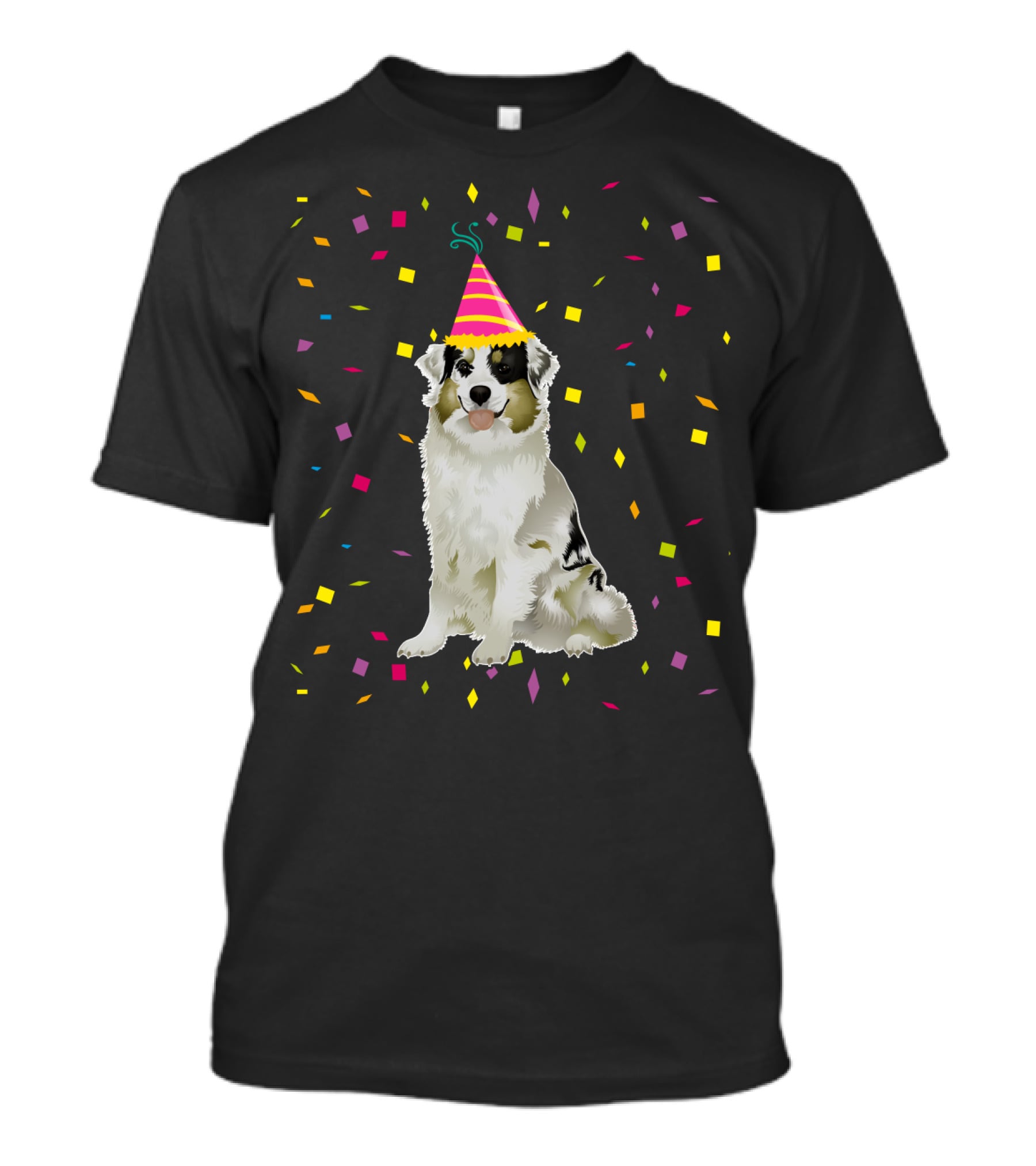 Funny Australian Shepherd Dog Birthday Party Confetti T-Shirt