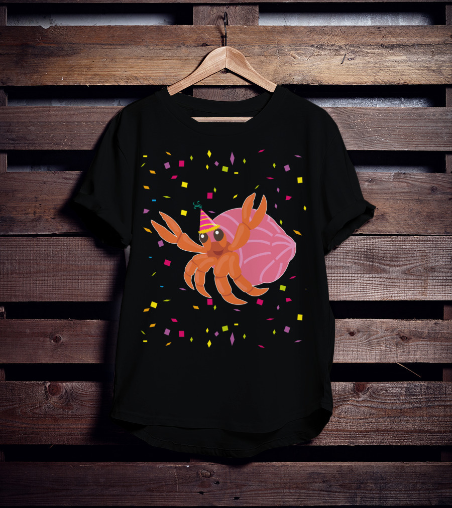 Funny Hermit Crab Birthday Party Hat Confetti T-Shirt