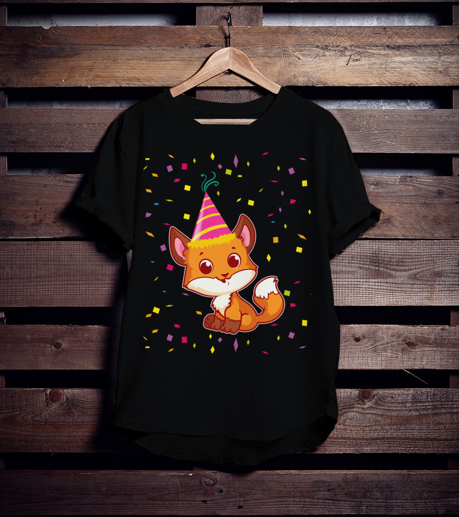 Funny Fox Birthday Confetti T-Shirt