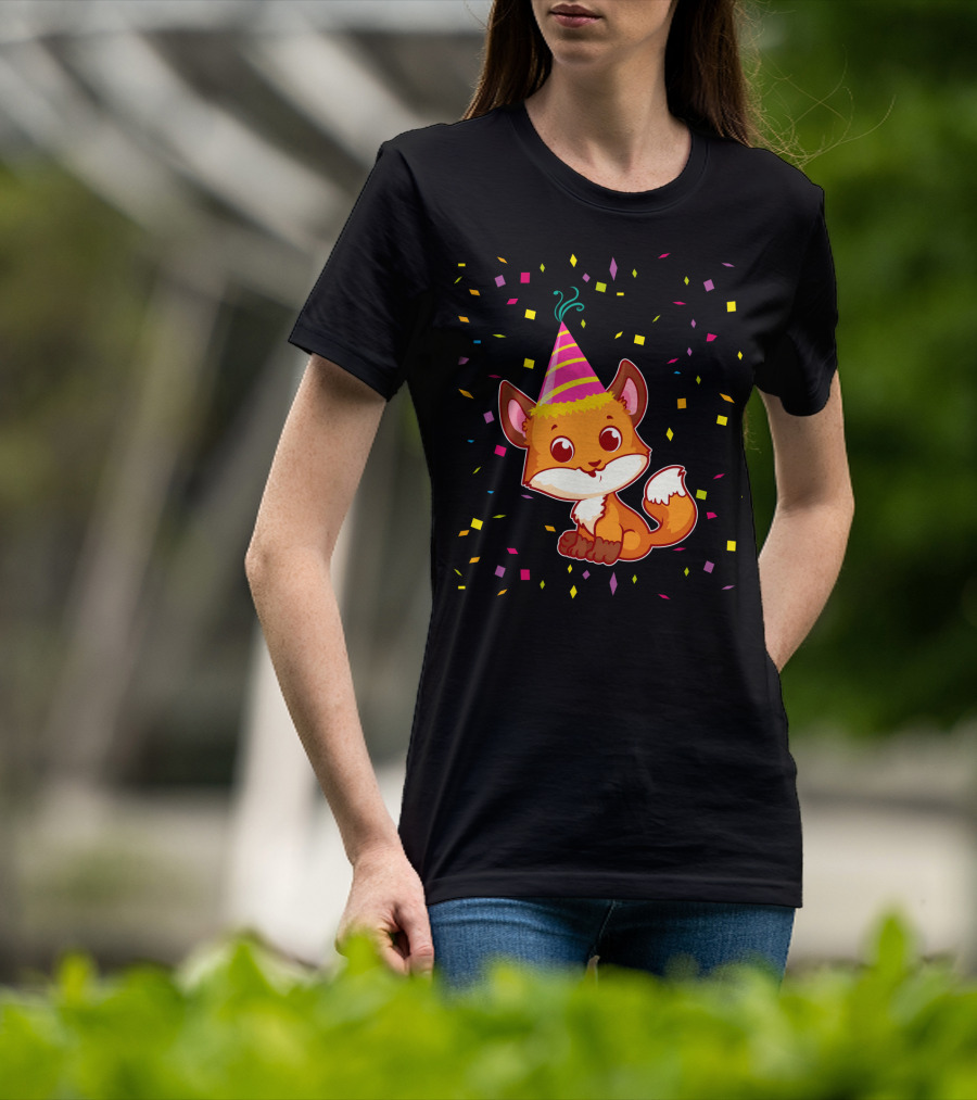 Funny Fox Birthday Confetti T-Shirt