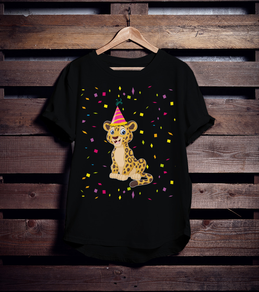 Funny Cheetah Birthday Party Hat Confetti T-Shirt