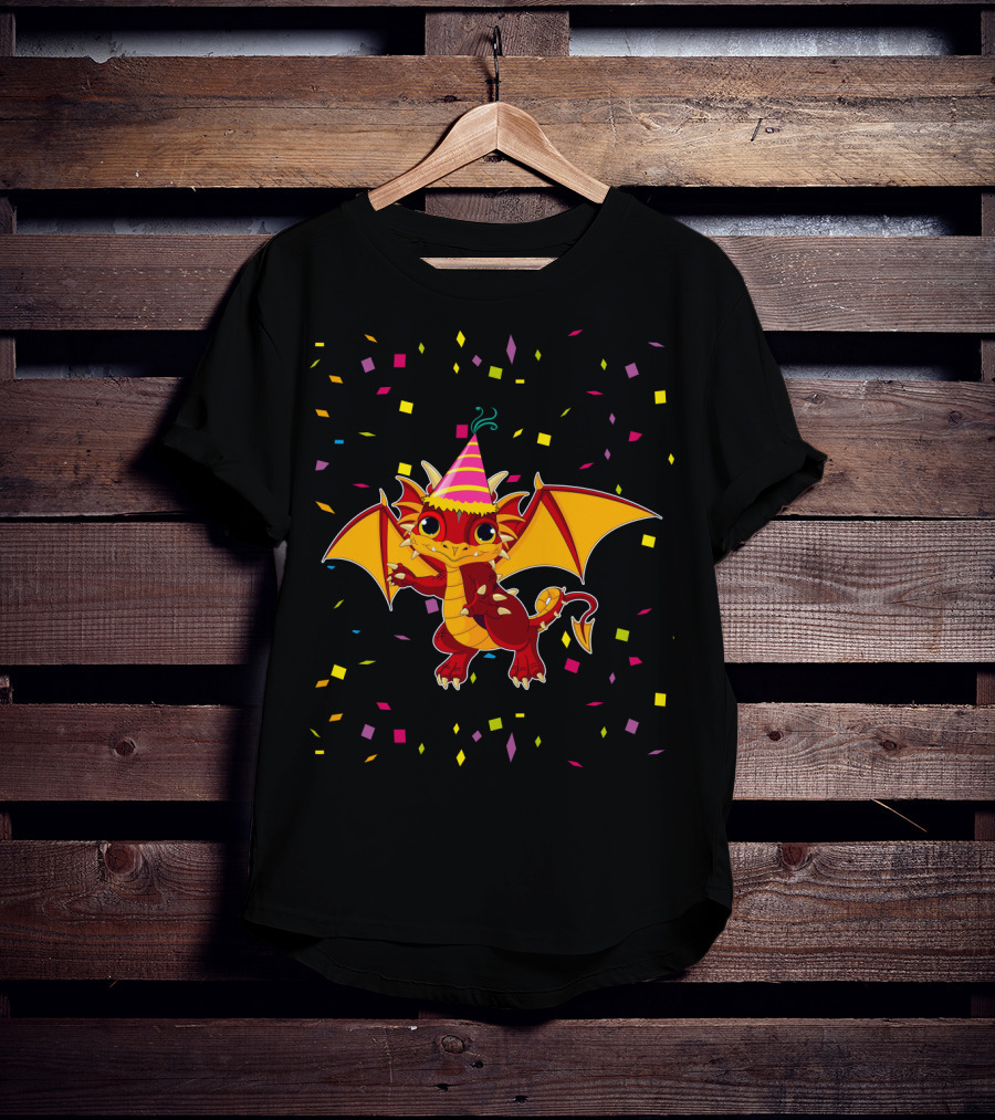 Funny Dragon Birthday Party Confetti T-Shirt