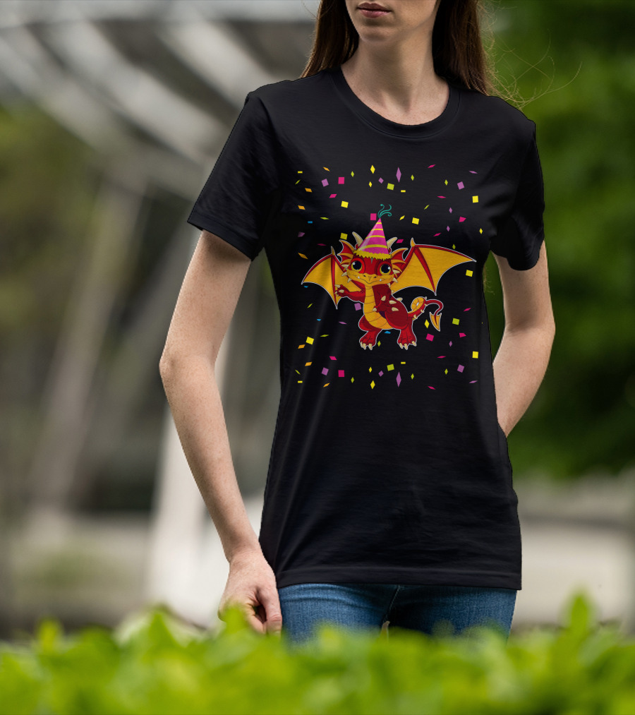 Funny Dragon Birthday Party Confetti T-Shirt