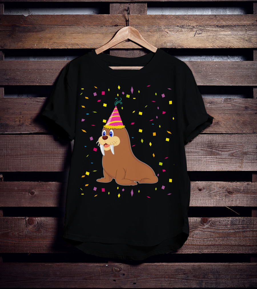 Funny WALRUS Birthday Confetti T-Shirt